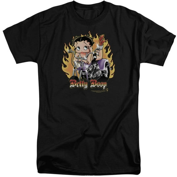 Betty Boop - Biker Flames Boop - Tall Fit Short Sleeve Shirt - X-Large