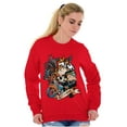 thumbnail image 1 of Betty Boop Biker Flaming Skull Tattoo Women Crewneck Sweatshirt Brisco Brands L, 1 of 5