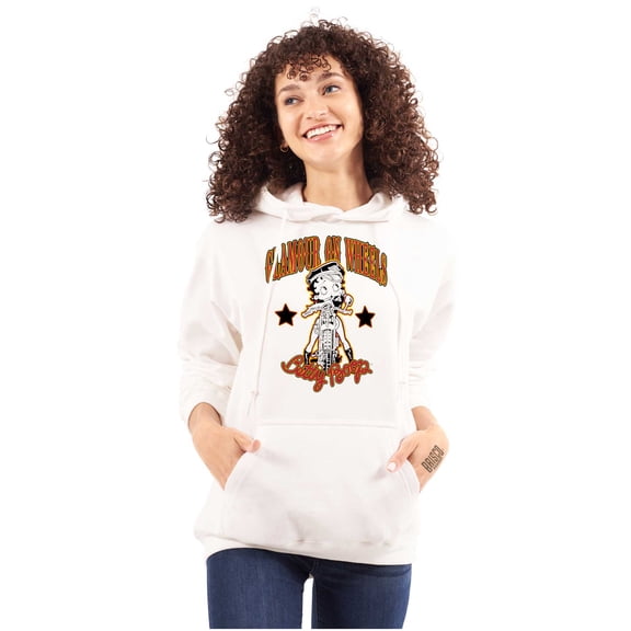 Betty Boop Biker Glamour On Wheels Hoodie Sweatshirt Women Brisco Brands M