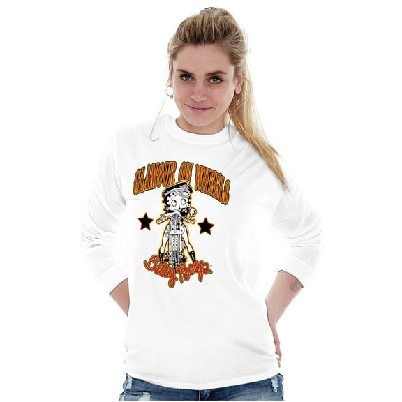 Betty Boop Biker Glamour On Wheels Women's Long Sleeve T Shirt Brisco Brands S
