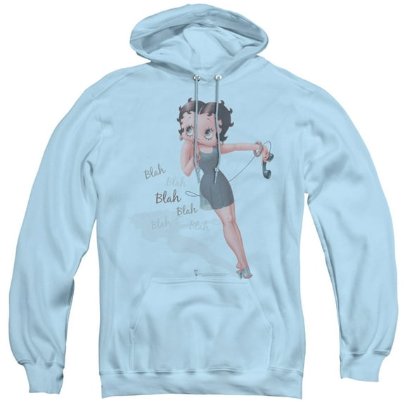 Betty Boop Blah Blah Blah Adult Pullover Hoodie Sweatshirt Light Blue