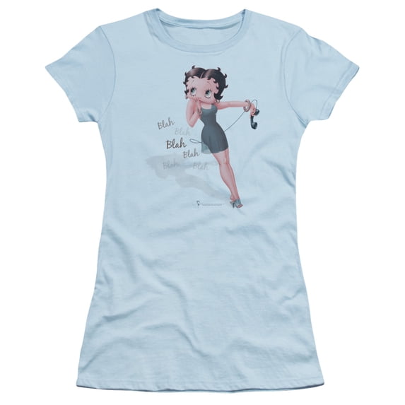 Betty Boop Blah Blah Blah S/S Junior Women's T-Shirt Sheer Light Blue