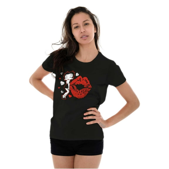 Betty Boop Blowing Kisses Lips Hearts Women's Plus Size Shirt Brisco Brands 2X