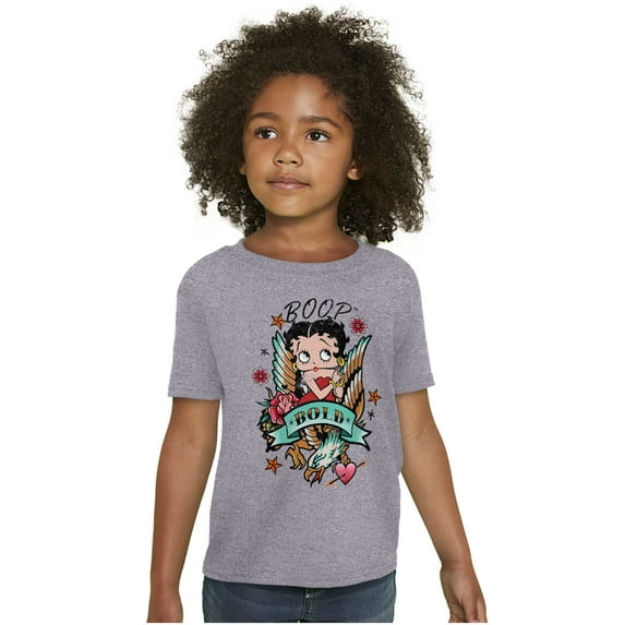 Betty Boop Bold Eagle Rose Tattoo Girls Kids T Shirt Tees Teen Brisco Brands L
