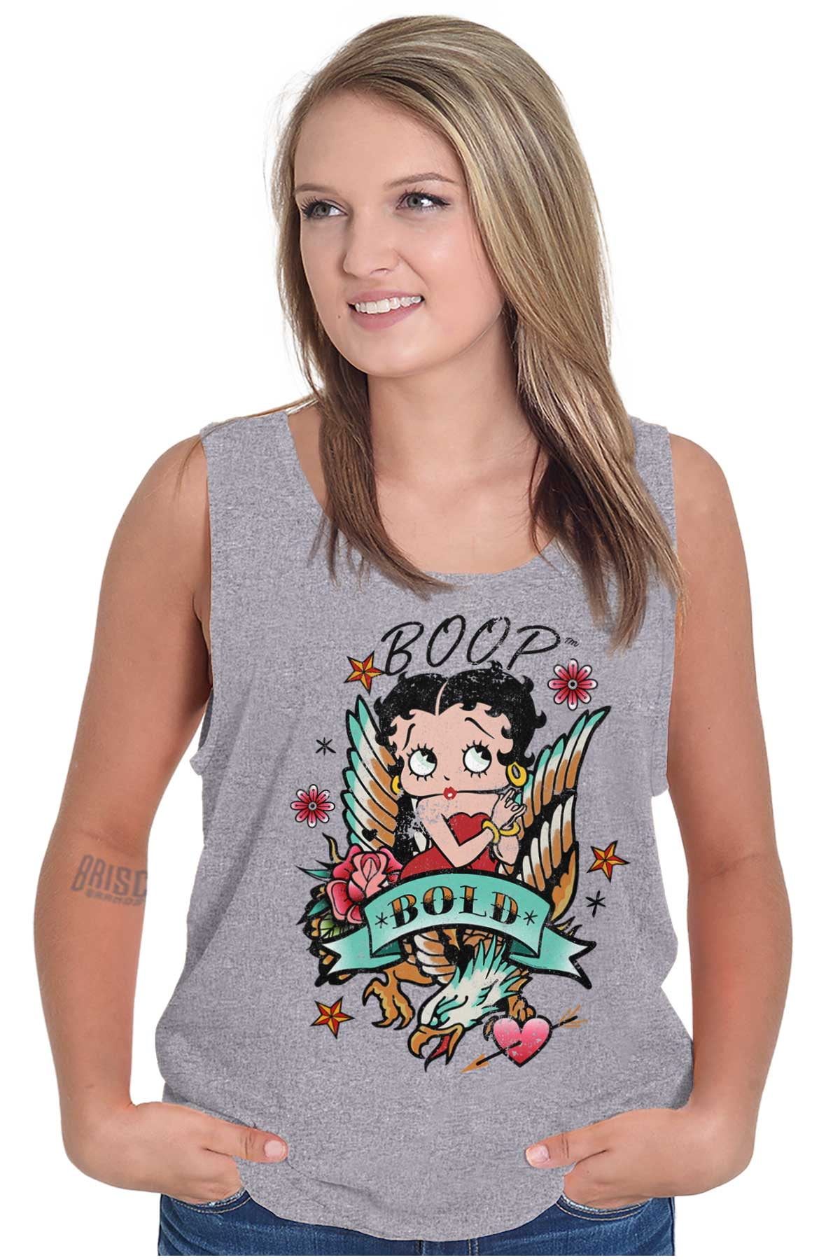 Betty Boop Bold Eagle Rose Tattoo Tank Top Tee Shirt Women Brisco
