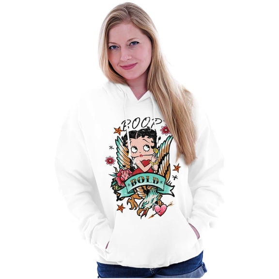 Betty Boop Bold Eagle Rose Tattoo Women Plus Size Hoodie Brisco Brands 3X