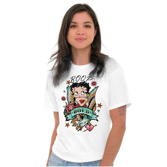 Betty Boop Bold Eagle Rose Tattoo Women's Graphic T Shirt Tees Brisco Brands X