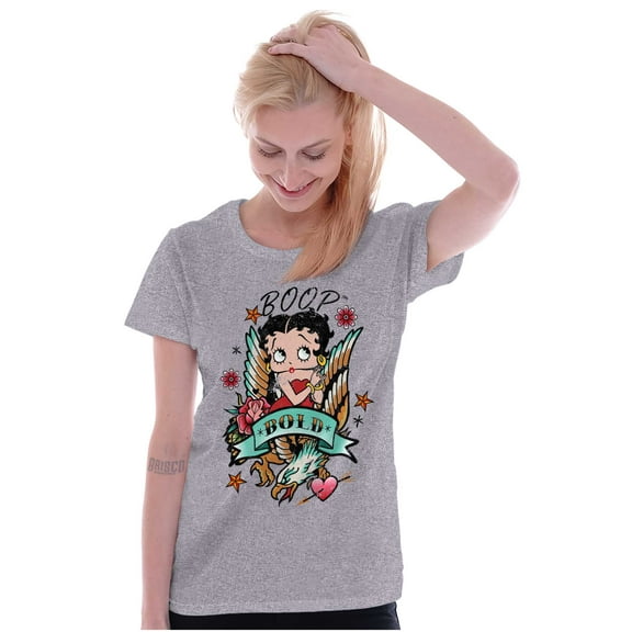 Betty Boop Bold Eagle Rose Tattoo Women's Plus Size Shirt Brisco Brands 2X