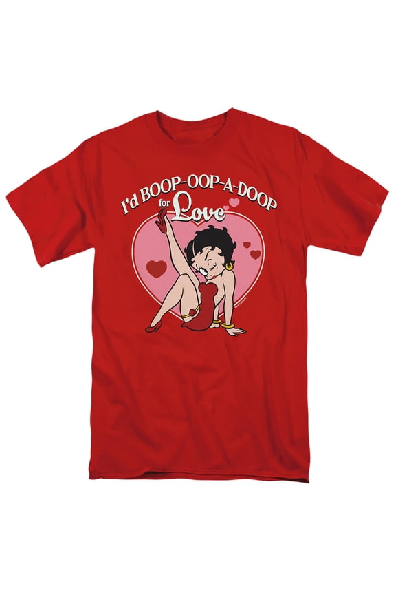 Boop Oop A Doop for Love Valentine Unisex Adult T Shirt, Red, 4X-Large
