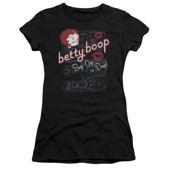 Betty Boop Boop Oop S/S Junior Women's T-Shirt Sheer Black