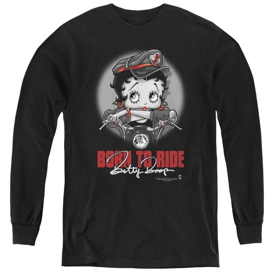Betty Boop - Born To Ride - Youth Long Sleeve Shirt - X-Large