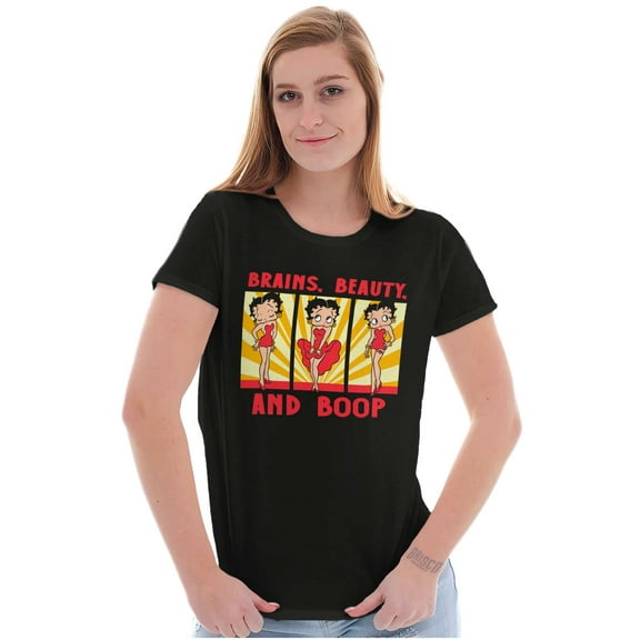 Betty Boop Brains Beauty Funny Cute Women's T Shirt Ladies Tee Brisco Brands X