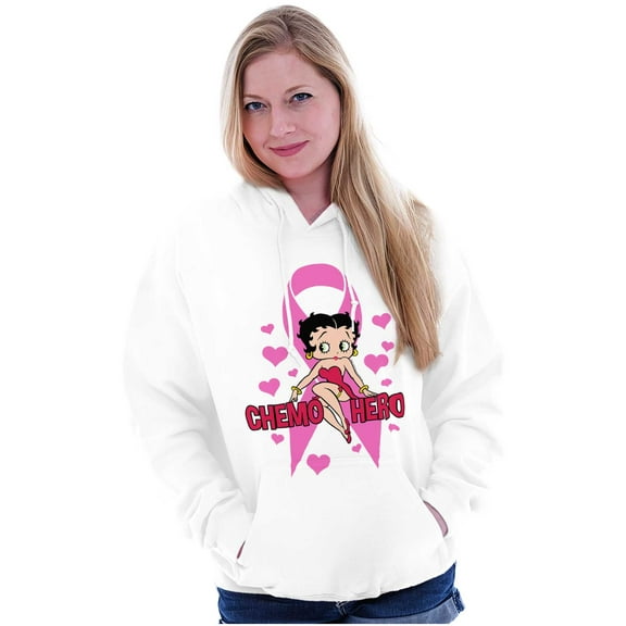 Betty Boop Breast Cancer Chemo Hero Women Plus Size Hoodie Brisco Brands 2X