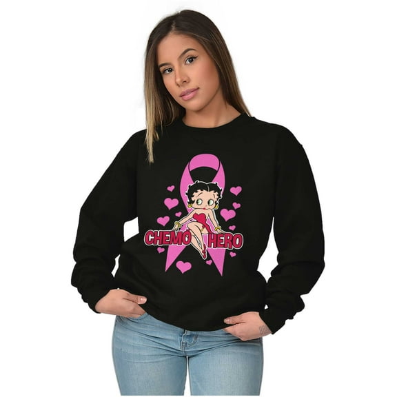 Betty Boop Breast Cancer Chemo Hero Women Plus Size Sweatshirt Brisco Brands 5X