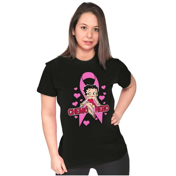 Betty Boop Breast Cancer Chemo Hero Women's T Shirt Ladies Tee Brisco Brands S