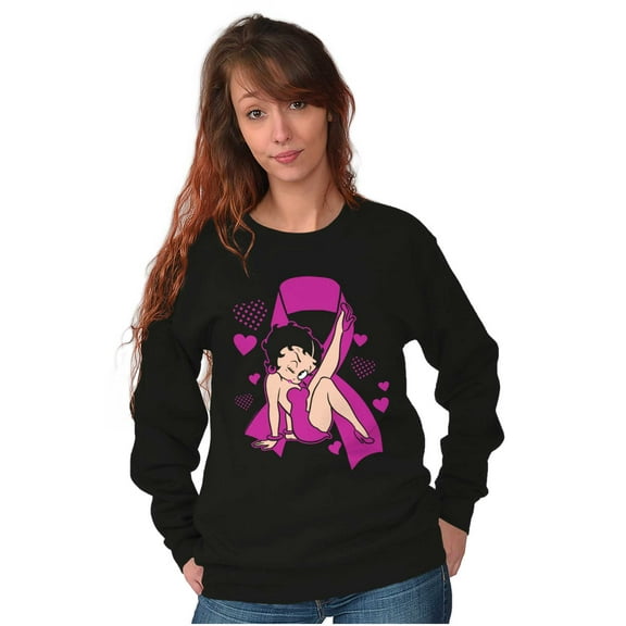 Betty Boop Breast Cancer Pink Ribbon Women Plus Size Sweatshirt Brisco Brands 3X