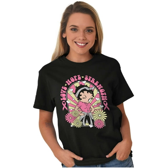 Betty Boop Breast Cancer Positivity Women Plus Size Graphic Tee Tees Brisco Brands 2X