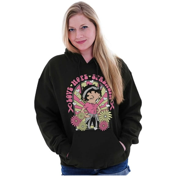 Betty Boop Breast Cancer Positivity Women Plus Size Hoodie Brisco Brands 2X