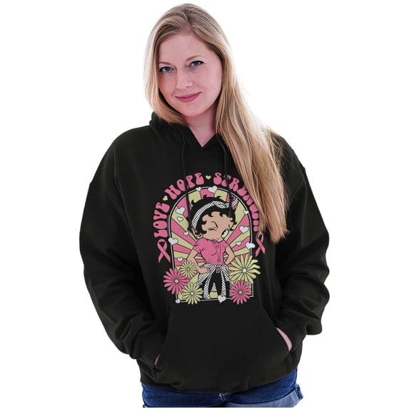 Betty Boop Breast Cancer Positivity Women Plus Size Hoodie Brisco Brands 4X