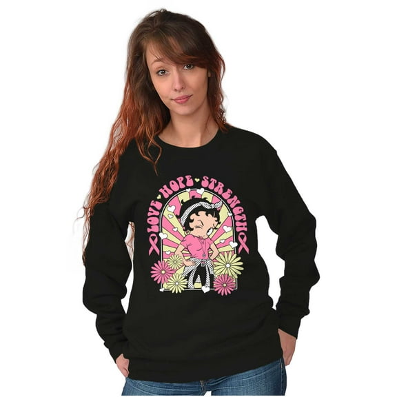 Betty Boop Breast Cancer Positivity Women Plus Size Sweatshirt Brisco Brands 3X