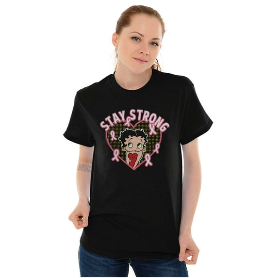 Betty Boop Breast Cancer Stay Strong Women Plus Size Graphic Tee Tees Brisco Brands 2X