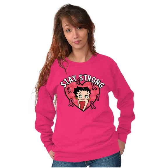 Betty Boop Breast Cancer Stay Strong Women Plus Size Sweatshirt Brisco Brands 2X