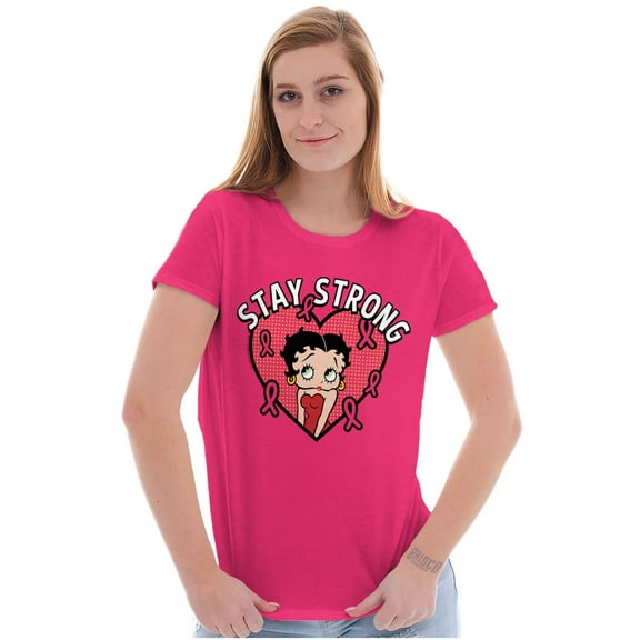 Betty Boop Breast Cancer Stay Strong Women's T Shirt Ladies Tee Brisco Brands L