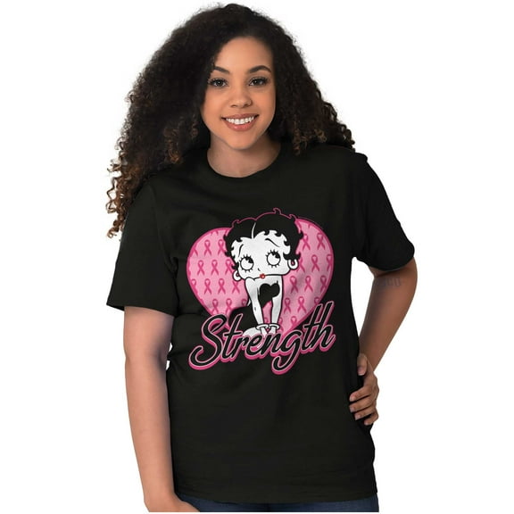 Betty Boop Breast Cancer Strength Women Plus Size Graphic Tee Tees Brisco Brands 2X