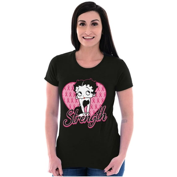 Betty Boop Breast Cancer Strength Women's T Shirt Ladies Tee Brisco Brands X