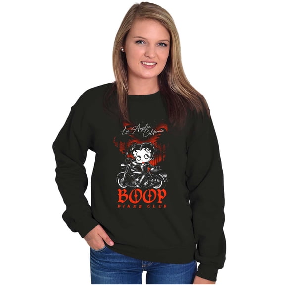 Betty Boop Cali LA Biker Club Cartoon Women Crewneck Sweatshirt Brisco Brands X