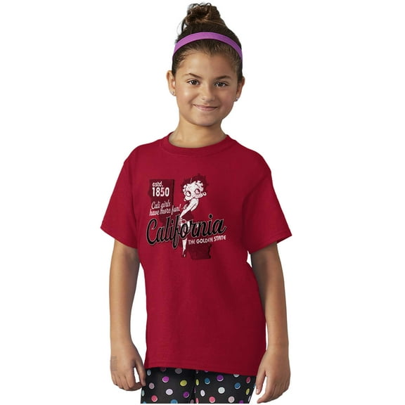 Betty Boop California State Outline Girls Kids T Shirt Tees Teen Brisco Brands X