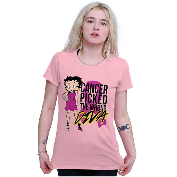 Betty Boop Cancer Picked Wrong Diva Women's Plus Size Shirt Brisco Brands 2X