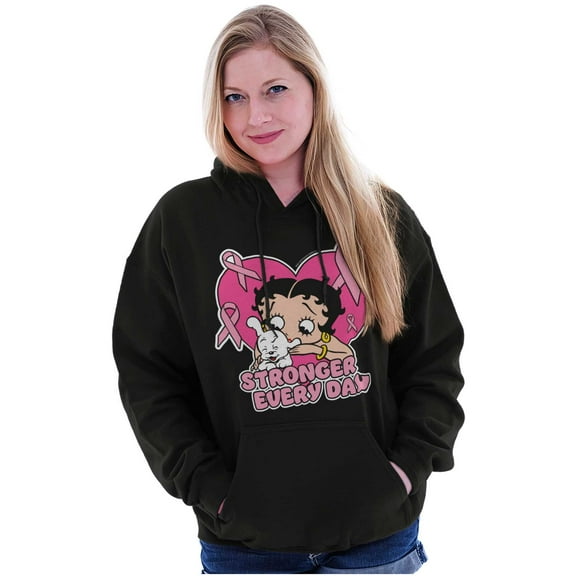 Betty Boop Cancer Stronger Every Day Women Plus Size Hoodie Brisco Brands 2X