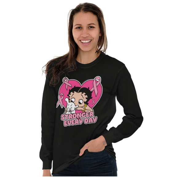 Betty Boop Cancer Stronger Every Day Women's Long Sleeve T Shirt Brisco Brands M