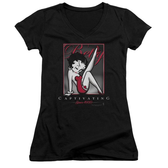 Betty Boop Captivating Junior Women's T-Shirt V-Neck Black