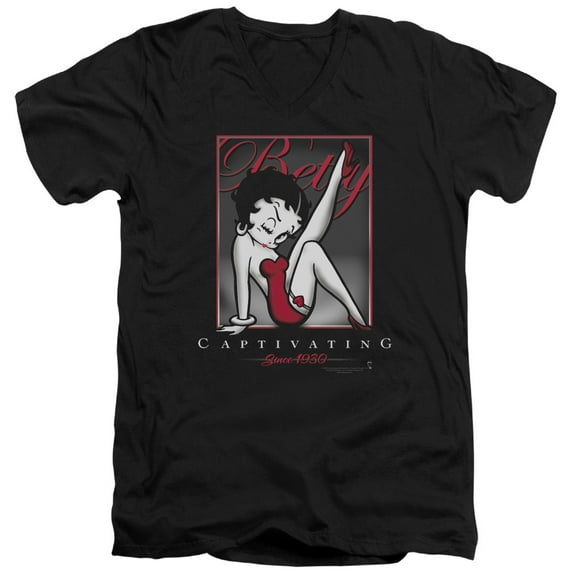 Betty Boop Captivating S/S Adult V-Neck T-Shirt Black