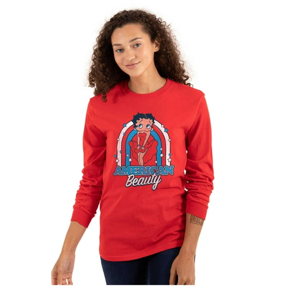 Betty Boop Cartoon American Beauty Women's Long Sleeve T Shirt Brisco Brands L