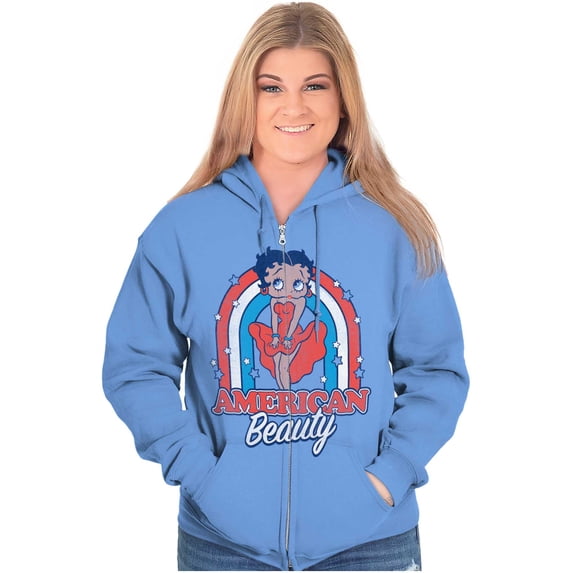 Betty Boop Cartoon American Beauty Zip Hoodie Sweatshirt Women Brisco Brands 4X