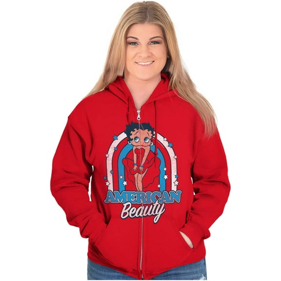 Betty Boop Cartoon American Beauty Zip Hoodie Sweatshirt Women Brisco Brands M