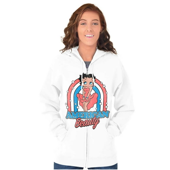 Betty Boop Cartoon American Beauty Zip Hoodie Sweatshirt Women Brisco Brands X