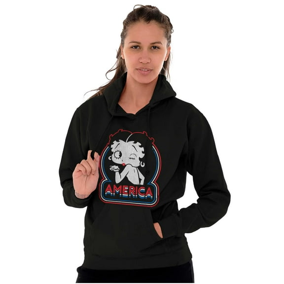 Betty Boop Cartoon American Wink Women Plus Size Hoodie Brisco Brands 3X