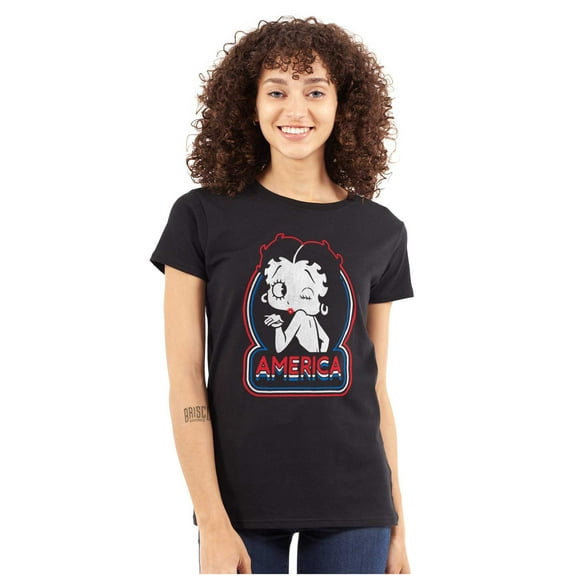 Betty Boop Cartoon American Wink Women's T Shirt Ladies Tee Brisco Brands S