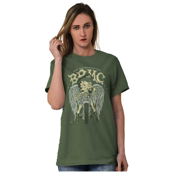 Betty Boop Cartoon Biker Angel Wings Women's Graphic T Shirt Tees Brisco Brands S