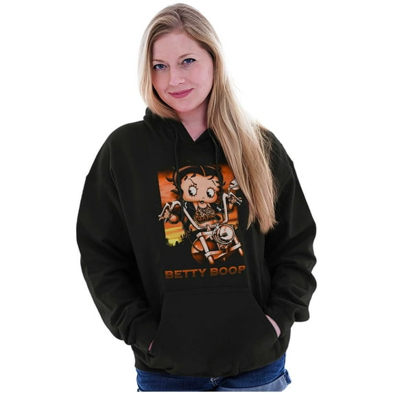 Betty Boop Cartoon Biker Attitude Hoodie Sweatshirt Women Brisco Brands S