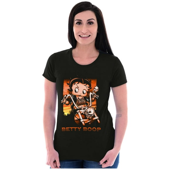 Betty Boop Cartoon Biker Attitude Women's T Shirt Ladies Tee Brisco Brands S