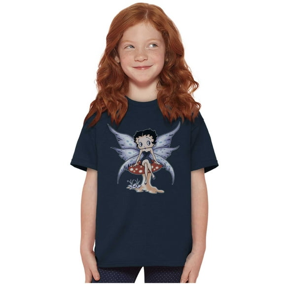 Betty Boop Cartoon Butterfly Mushroom Girls Kids T Shirt Tees Teen Brisco Brands L