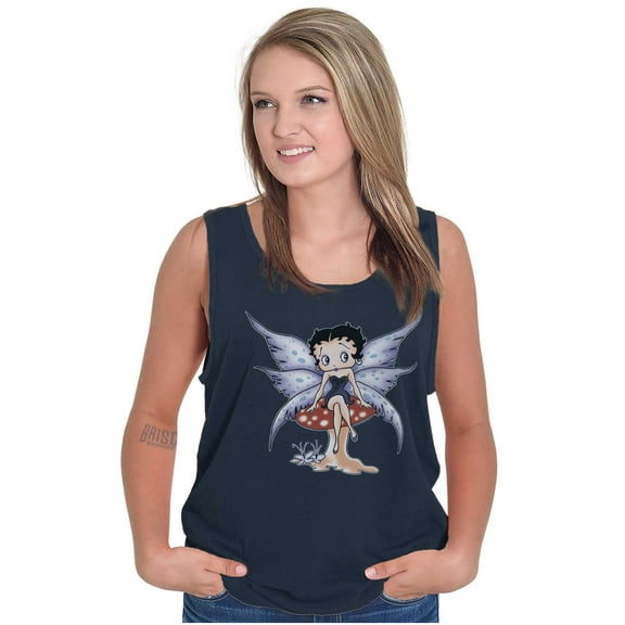 Betty Boop Cartoon Butterfly Mushroom Tank Top Tee Shirt Women Brisco Brands S