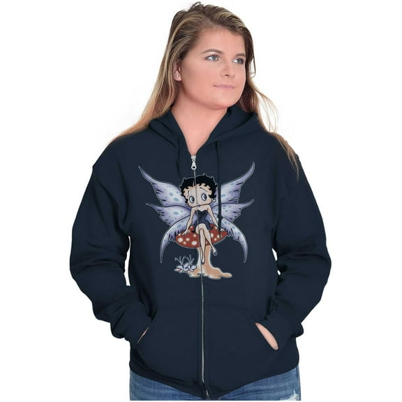 Betty Boop Cartoon Butterfly Mushroom Women Plus Size Zipper Hoodie Brisco Brands 4X
