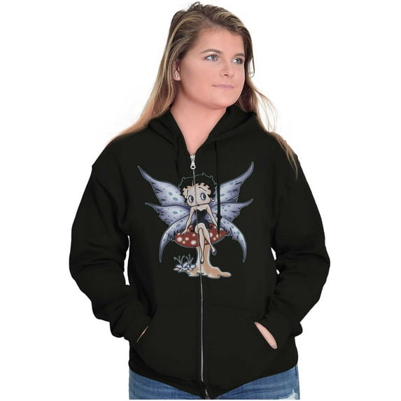 Betty Boop Cartoon Butterfly Mushroom Women Plus Size Zipper Hoodie Brisco Brands 4X