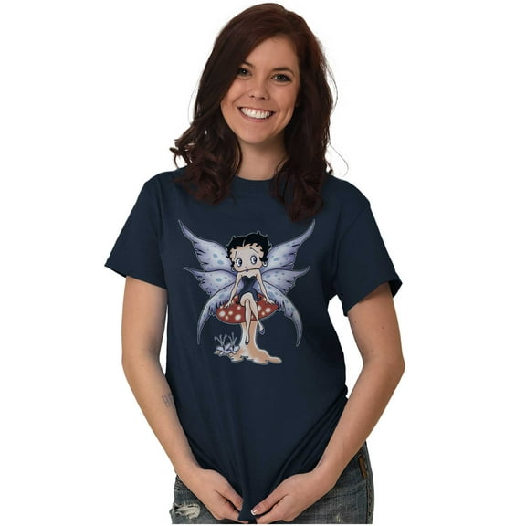 Betty Boop Cartoon Butterfly Mushroom Women's Graphic T Shirt Tees Brisco Brands S